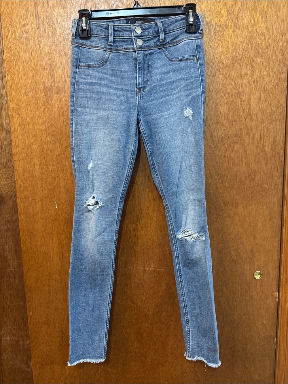 Hollister Light Blue Ripped High-Rise Skinny Jeans